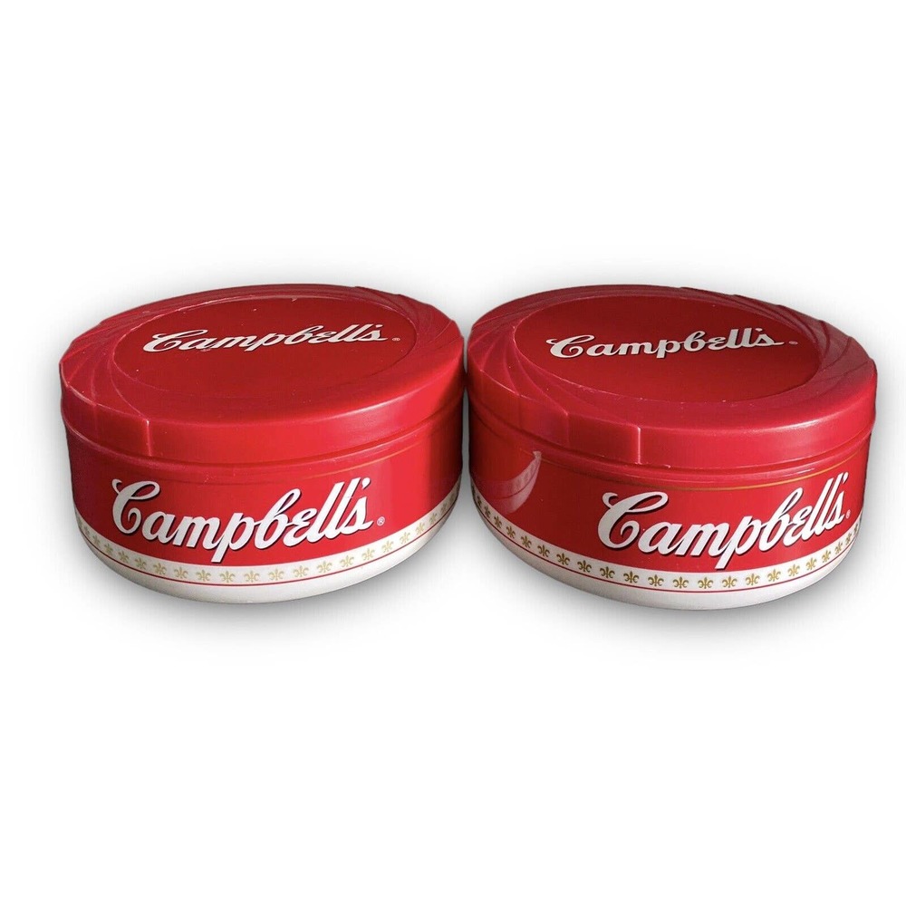 Vintage Campbell's Soup (2) Thermos Red Insulated Travel Bowl 10.5 ounce